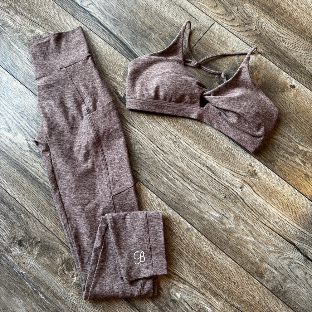 Bombshell Sportswear Mauve Heather Bralette & High-Waist Leggings Set